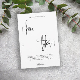 Modern minimalistisch script zwart-wit bruiloft kaart