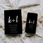 Modern minimalistisch script zwart-wit bruiloft kaart