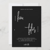 Modern minimalistisch script zwart-wit bruiloft kaart (Voorkant)
