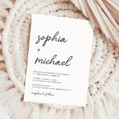 Modern minimalistisch script zwart-wit huwelijk kaart