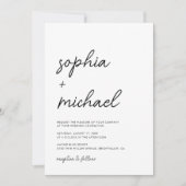 Modern minimalistisch script zwart-wit huwelijk kaart (Voorkant)