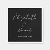 Modern minimalistisch script zwart-wit huwelijk servet (Voorkant)
