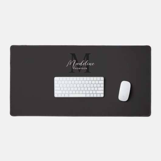 Modern minimalistisch script zwart wit monogram bureaumat (Keyboard & Muis)