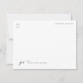 Modern minimalistisch script zwart-wit monogram notitiekaartje