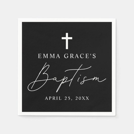 Modern minimalistisch script zwart-wit servet (Voorkant)