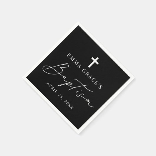 Modern minimalistisch script zwart-wit servet (Hoek)