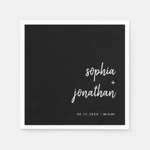 Modern minimalistisch script   Zwarte bruiloft Nap Servet