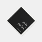 Modern minimalistisch script | Zwarte bruiloft Nap Servet (Hoek)