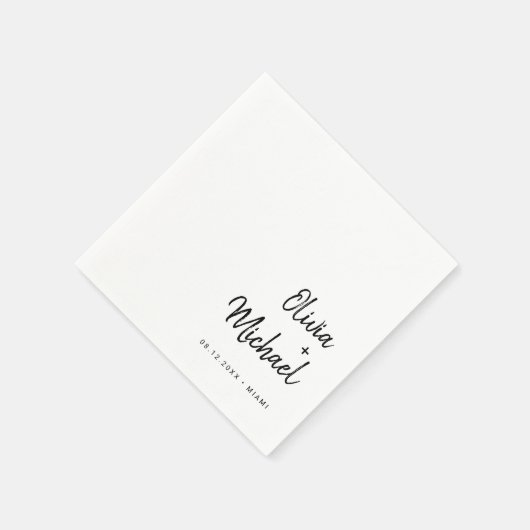 Modern minimalistisch script | Zwarte en witte bru Servet (Hoek)