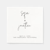 Modern minimalistisch script | Zwarte en witte bru Servet (Voorkant)