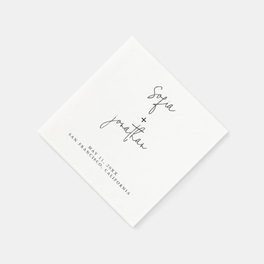 Modern minimalistisch script | Zwarte en witte bru Servet (Hoek)