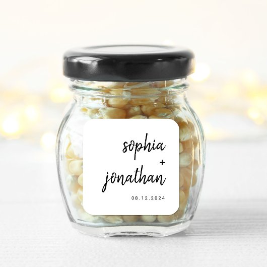 Modern minimalistisch script | Zwarte en witte bru Vierkante Sticker