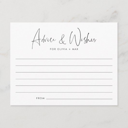 Modern minimalistisch scriptadvies & wensen Kaart (Voorkant)