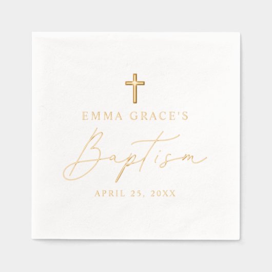 Modern minimalistisch scriptaptisme folie servetten (Voorkant)