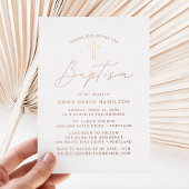 Modern minimalistisch scriptaptisme folie uitnodiging