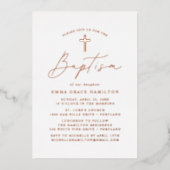 Modern minimalistisch scriptaptisme folie uitnodiging (Voorkant)