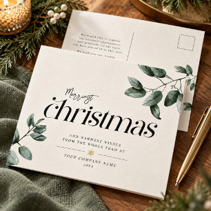 Modern Minimalistisch Scriptie Eucalyptus Zakelijk Feestdagenkaart