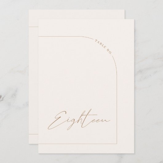 Modern minimalistisch selectietabel Achttien tabel Kaart (Voorkant / Achterkant)