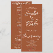 Modern Minimalistisch Sienna Bruin Huwelijksprogra (Voorkant / Achterkant)