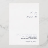 Modern minimalistisch | Silver Casual Wedding Real Folie Uitnodiging (Voorkant)