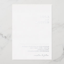Modern minimalistisch | Silver Casual Wedding Real Folie Uitnodiging