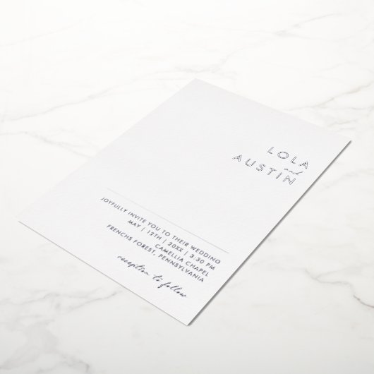 Modern minimalistisch | Silver Casual Wedding Real Folie Uitnodiging (Gedraaid)
