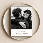 Modern minimalistisch simpel fotohuwelijk bedankkaart