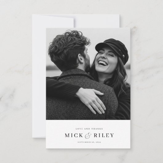 Modern minimalistisch simpel fotohuwelijk bedankkaart (Voorkant)
