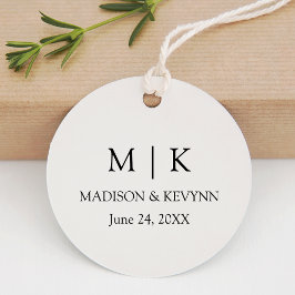 Modern minimalistisch simpel monogram huwelijk bedankjes labels