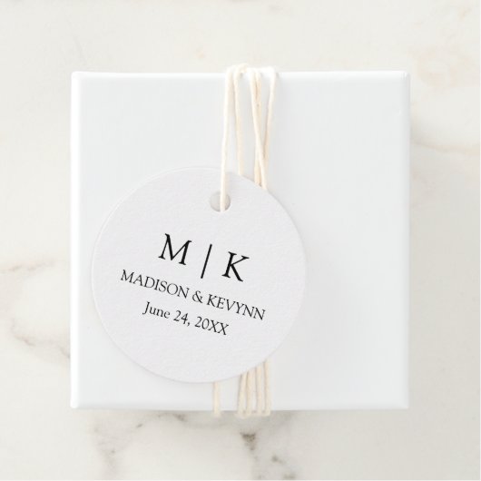 Modern minimalistisch simpel monogram huwelijk bedankjes labels (In situ)