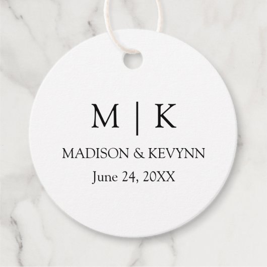 Modern minimalistisch simpel monogram huwelijk bedankjes labels (Voorkant)