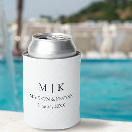 Modern minimalistisch simpel monogram huwelijk blikjeskoeler