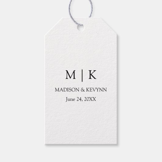 Modern minimalistisch simpel monogram huwelijk cadeaulabel (Voorkant)