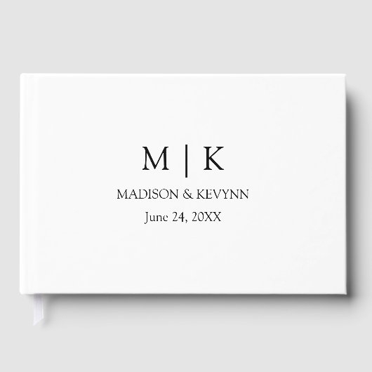 Modern minimalistisch simpel monogram huwelijk gastenboek (Voorkant)