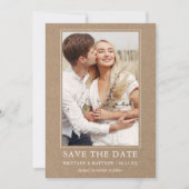 Modern minimalistisch simpel paar fotokraft save the date (Voorkant)
