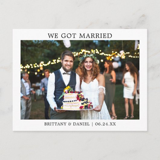 Modern minimalistisch simpel, we zijn getrouwd briefkaart (Voorkant)