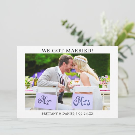 Modern minimalistisch simpel, we zijn getrouwd. Ka Bedankkaart (Staand voorkant)