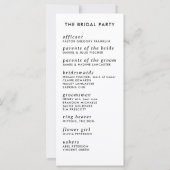 Modern minimalistisch slank eenvoudig trouwprogram (Achterkant)