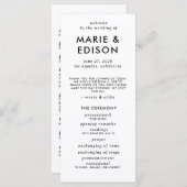 Modern minimalistisch slank eenvoudig trouwprogram (Voorkant / Achterkant)