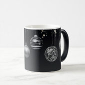 Modern minimalistisch slank zwart en zilver groot magische mok (Voorkant rechts)