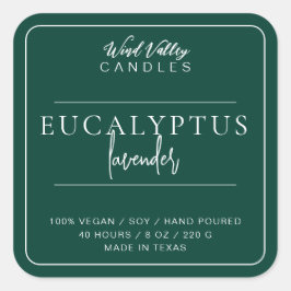 Modern minimalistisch smaragd groen kaarsenlabel vierkante sticker