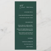 Modern minimalistisch smaragdgroen huwelijksmenu menu (Voorkant)