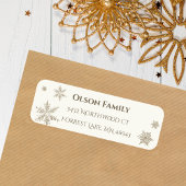 Modern Minimalistisch Sneeuwvlok retour adres labe Etiket