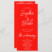 Modern minimalistisch Snoep Apple Red Wedding-prog (Voorkant / Achterkant)