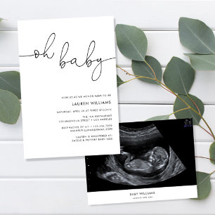 Modern Minimalistisch Sonogram Foto Baby shower Kaart
