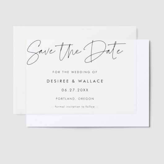 Modern minimalistisch sparen de Datum Vellum Uitnodigingen (Offset)