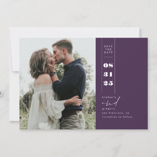 Modern minimalistisch sparen de Datum Verticale Fo Save The Date (Voorkant)