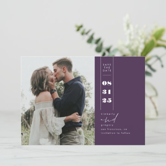 Modern minimalistisch sparen de Datum Verticale Fo Save The Date (Staand voorkant)