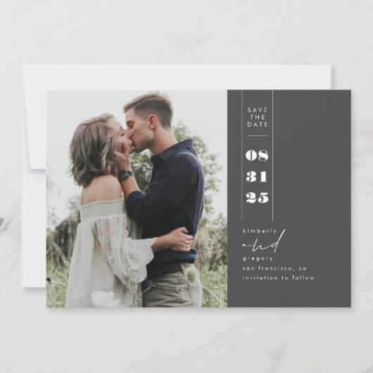 Modern minimalistisch sparen de Datum Verticale Fo Save The Date (Voorkant)