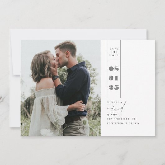 Modern minimalistisch sparen de Datum Verticale Fo Save The Date (Voorkant)